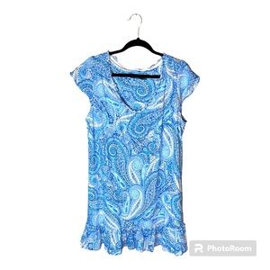 Lauren Ralph Lauren Black Label Blue Paisley Nightgown Size Large